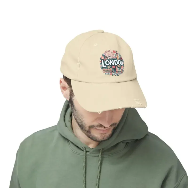Distressed Cotton Twill Hats with Hideaway Strap