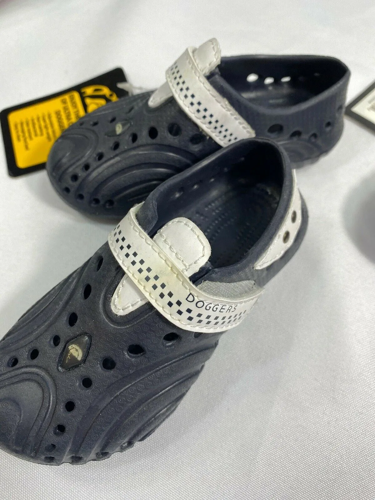 Doggers 5/6 Toddler Baby Navy Blue White Ultralite Adjustable Slip Kid Shoe Clog