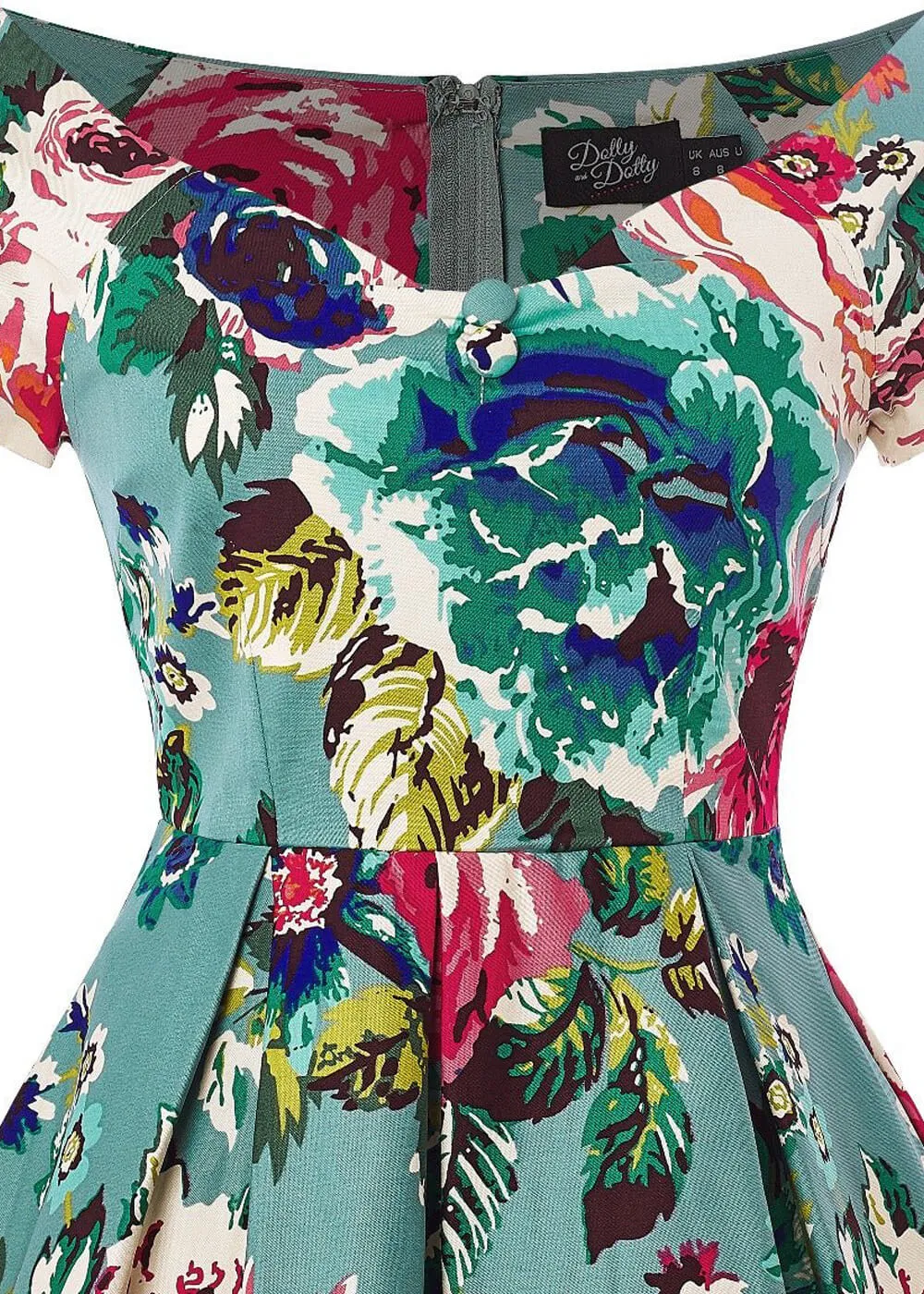 Dolly & Dotty Lily Floral 50's Swing Dress Blue