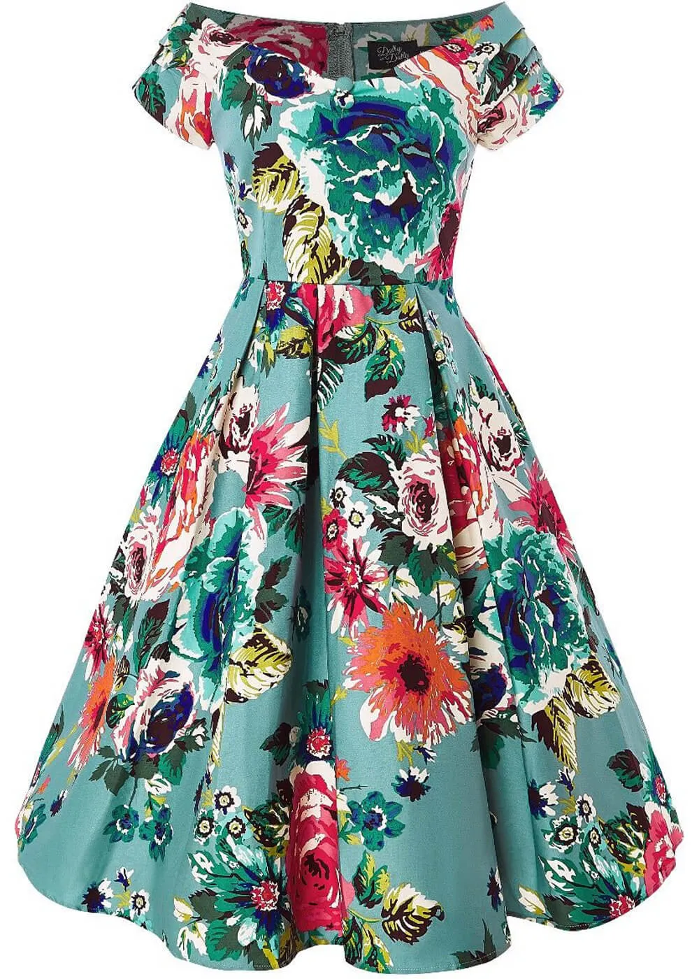 Dolly & Dotty Lily Floral 50's Swing Dress Blue