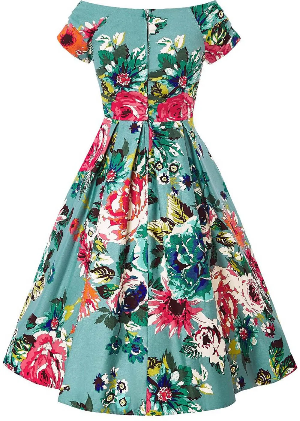 Dolly & Dotty Lily Floral 50's Swing Dress Blue
