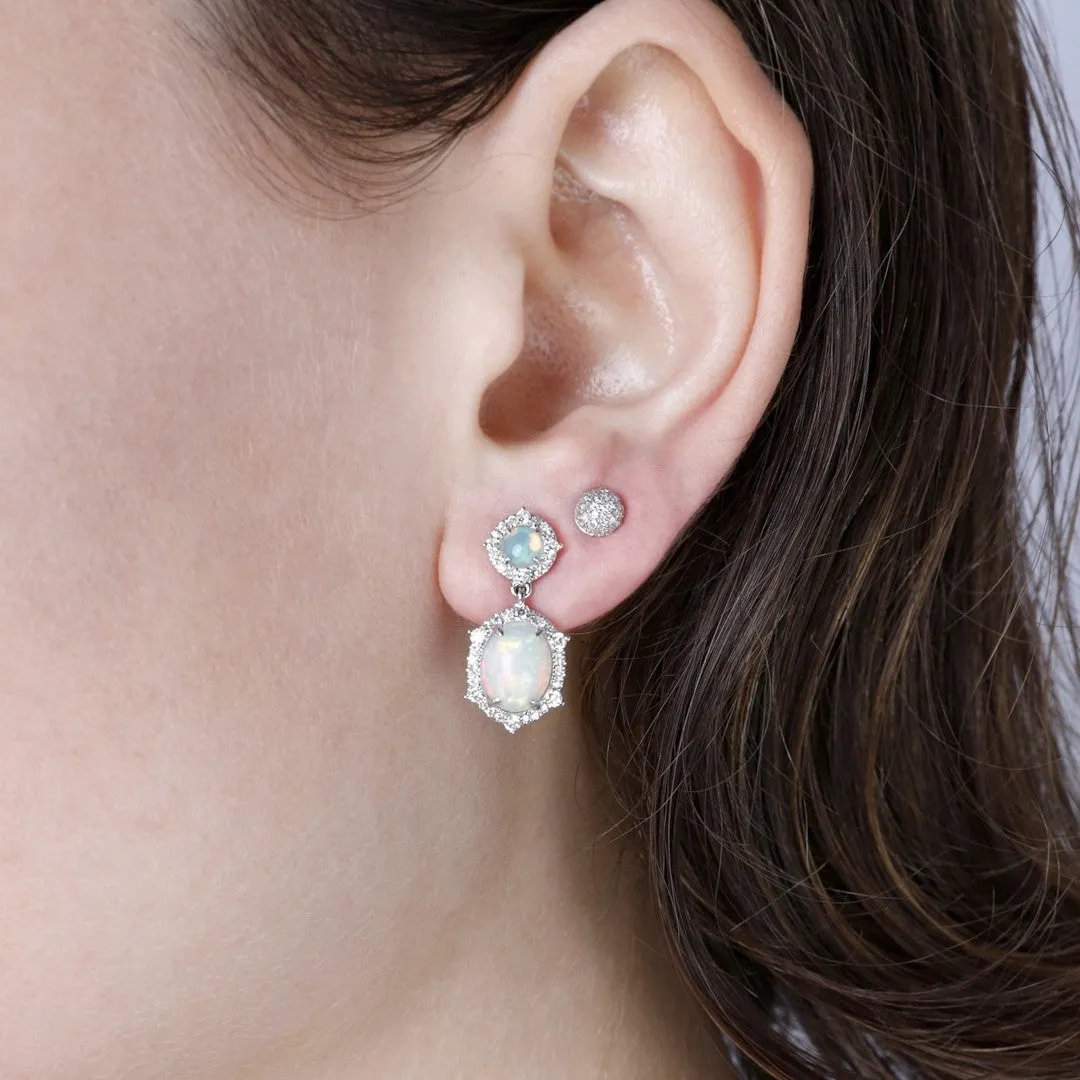 Double Opal Earrings with Diamonds