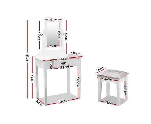 Dressing Table Stool Set Makeup Mirror Jewellery Cabinet Drawer Organizer