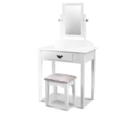Dressing Table Stool Set Makeup Mirror Jewellery Cabinet Drawer Organizer