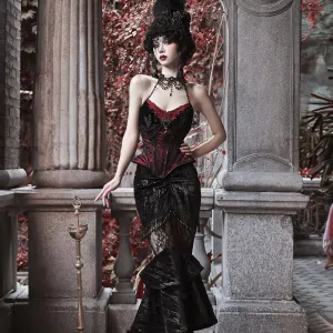 Duchess' embroidered camisole and spider web corset
