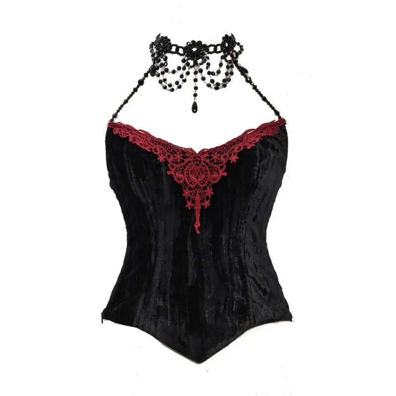 Duchess' embroidered camisole and spider web corset