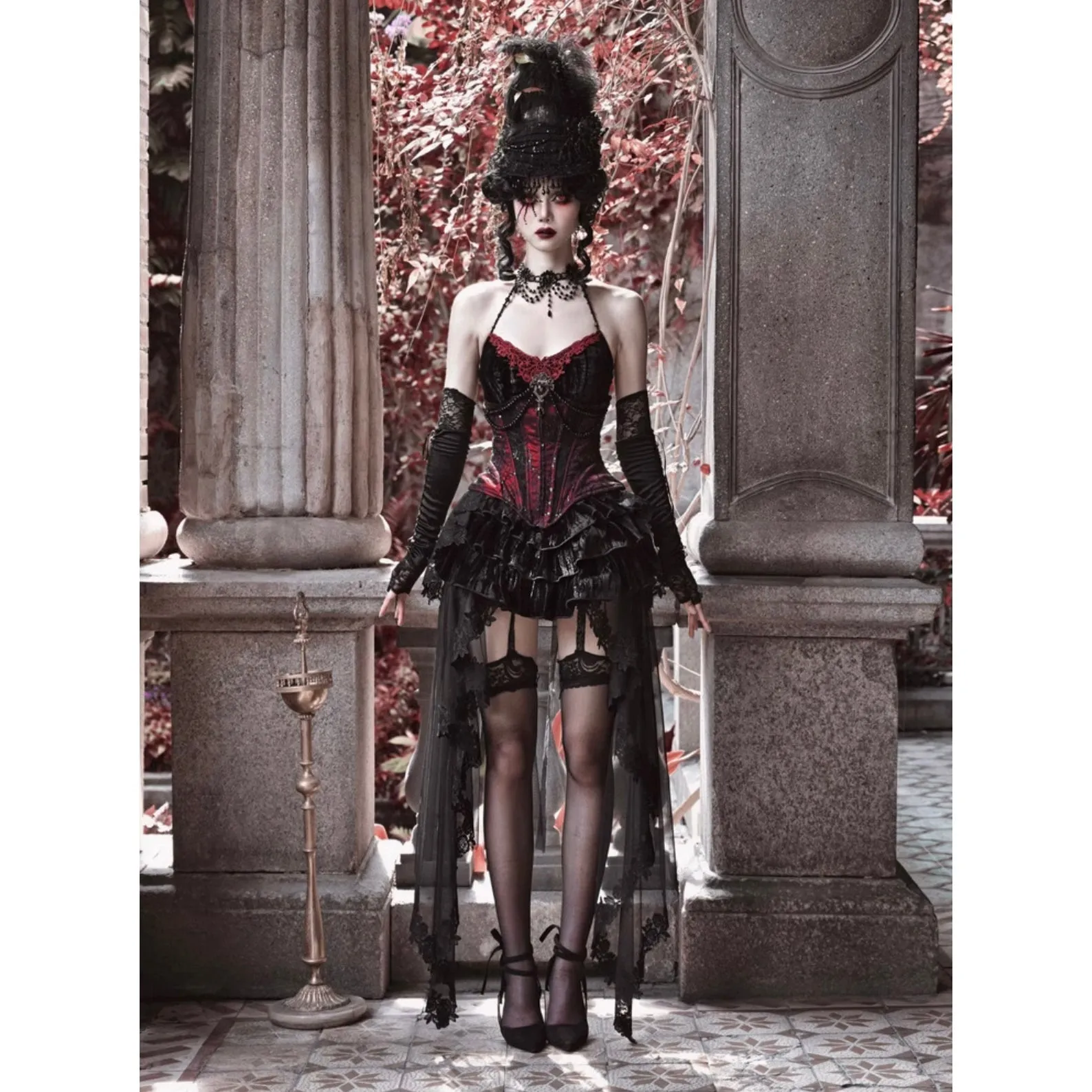 duchess tiered lace skirt