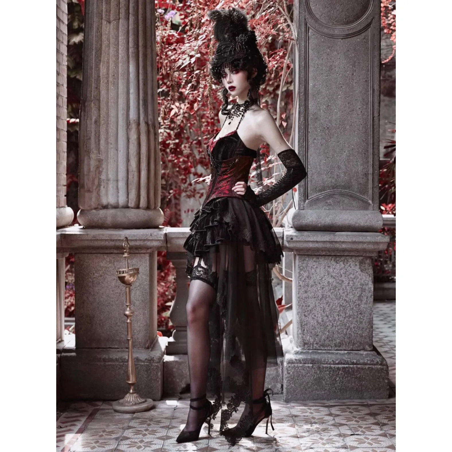 duchess tiered lace skirt