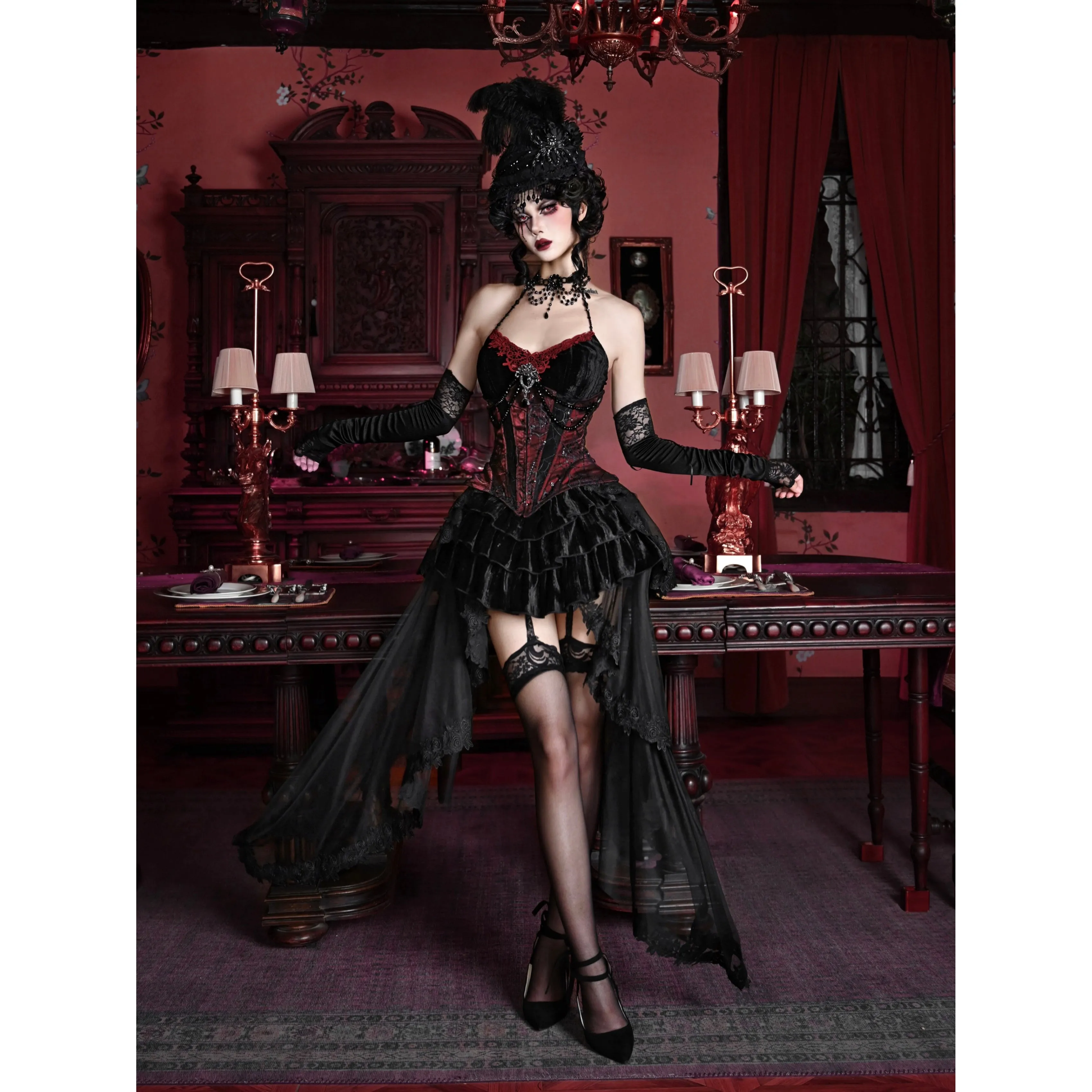duchess tiered lace skirt