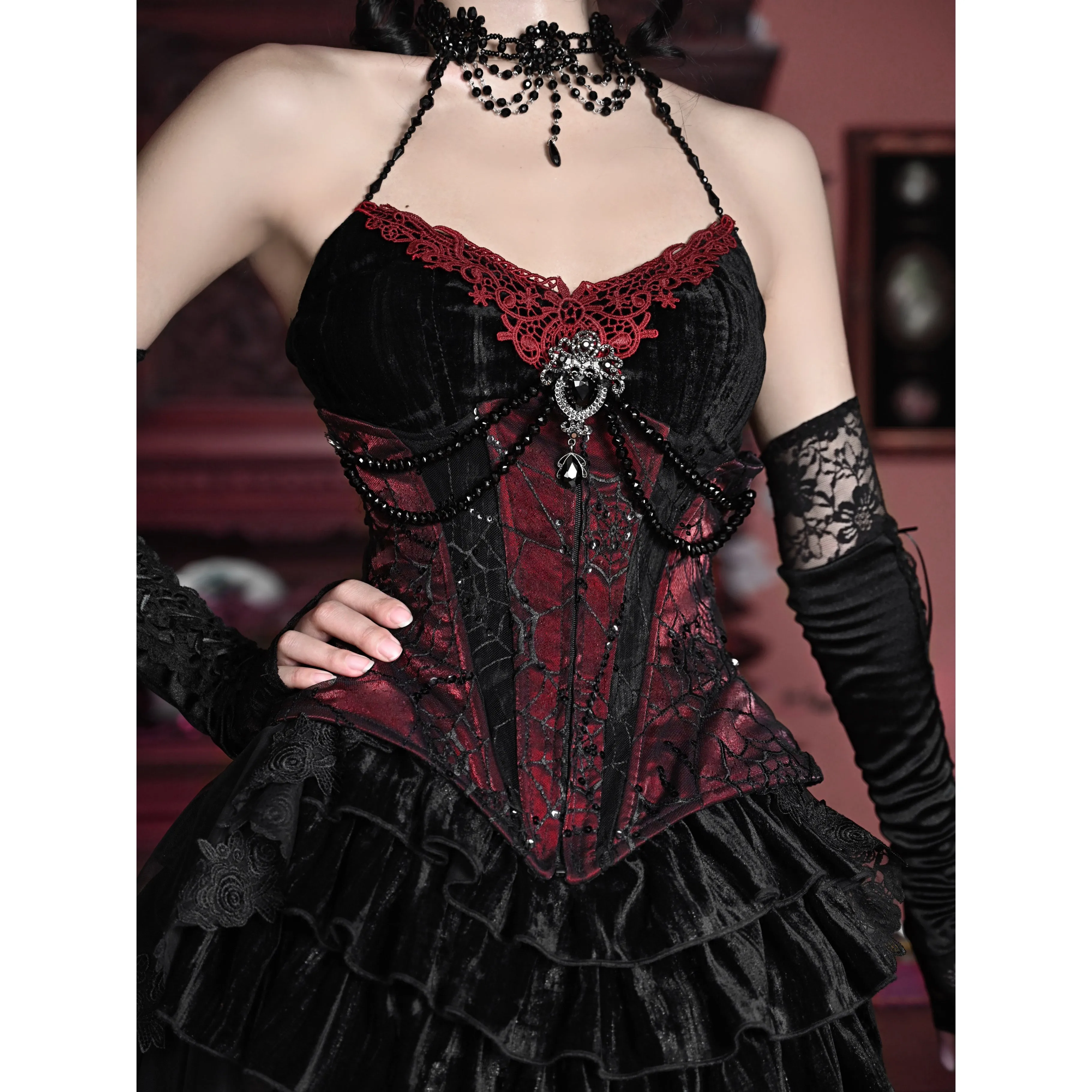 duchess tiered lace skirt