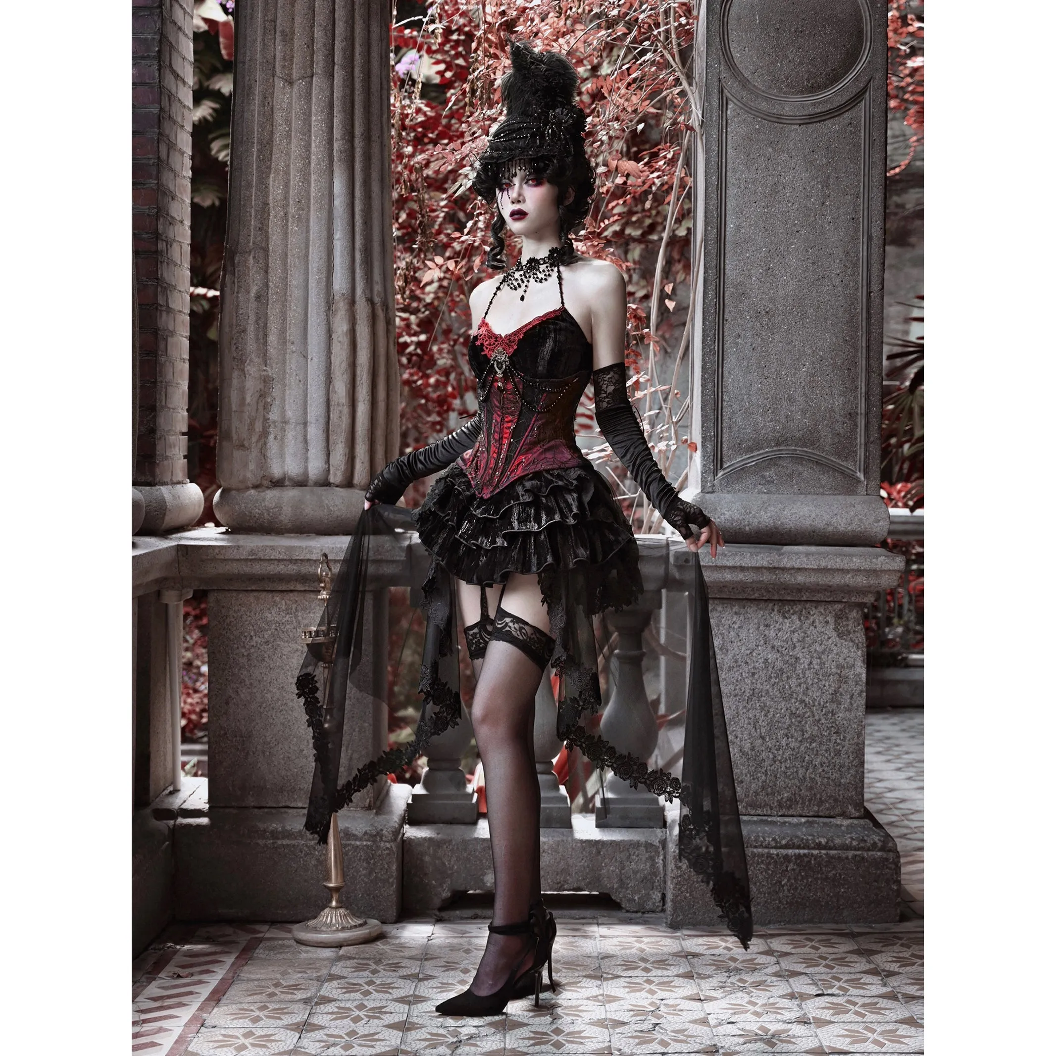 duchess tiered lace skirt