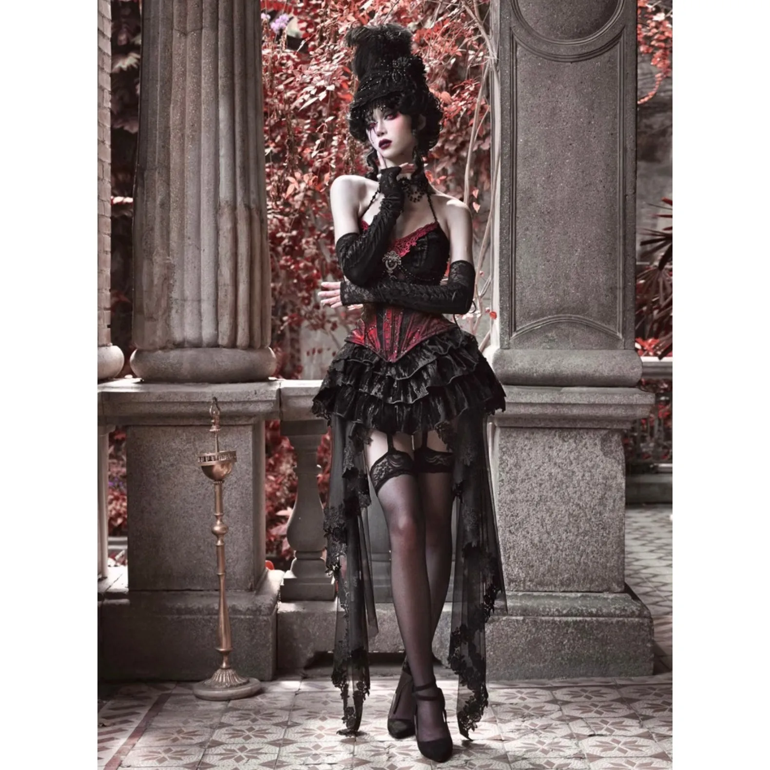 duchess tiered lace skirt