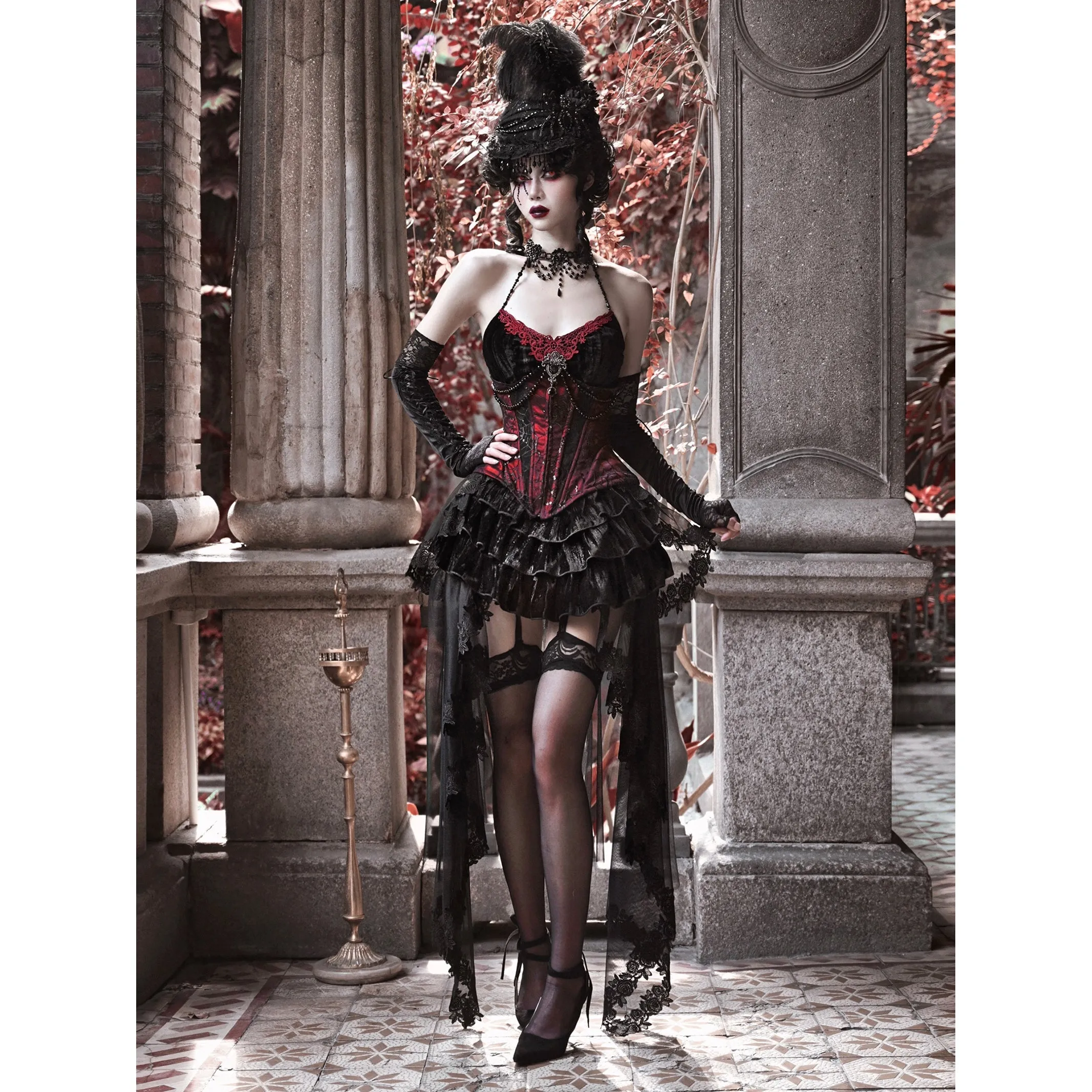 duchess tiered lace skirt