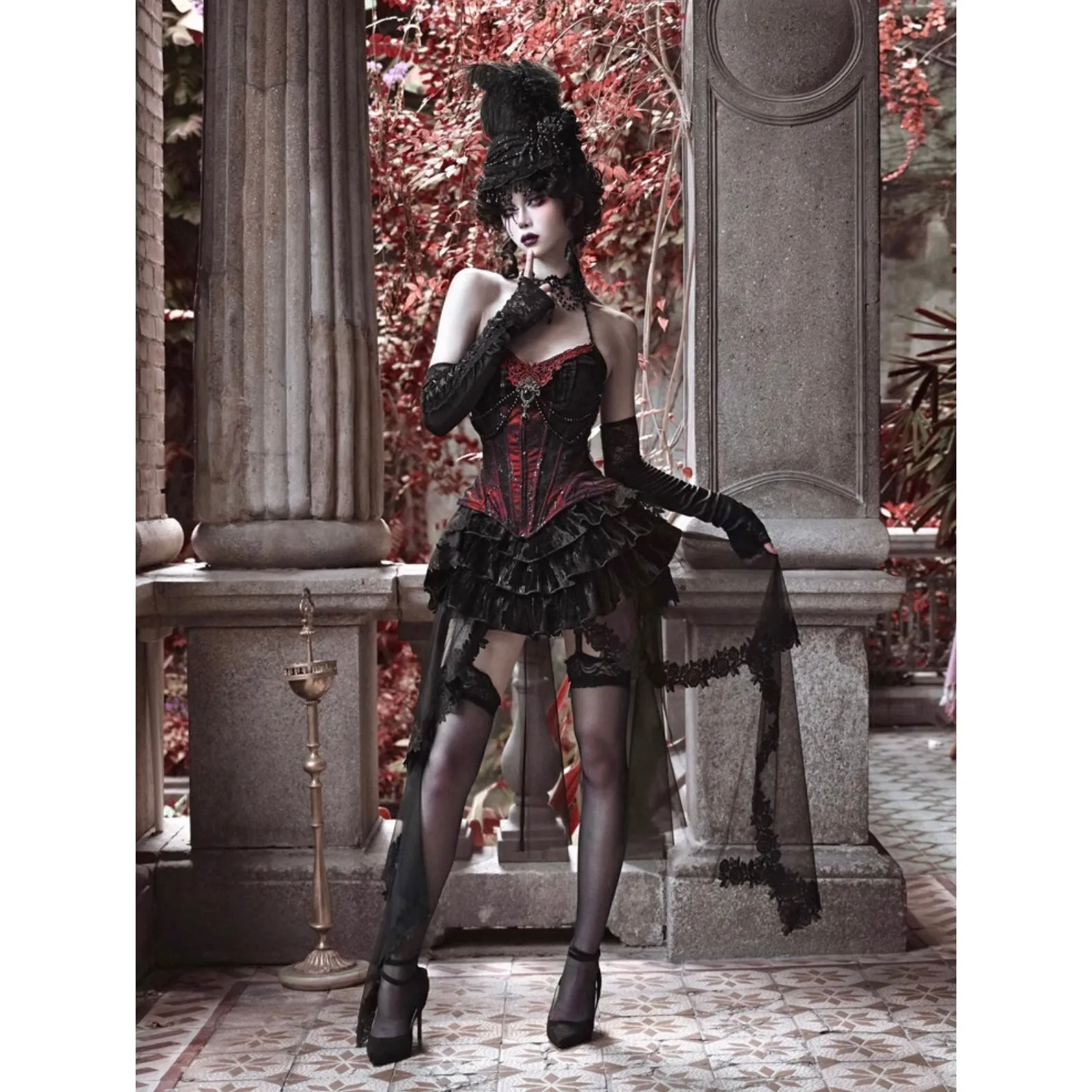 duchess tiered lace skirt