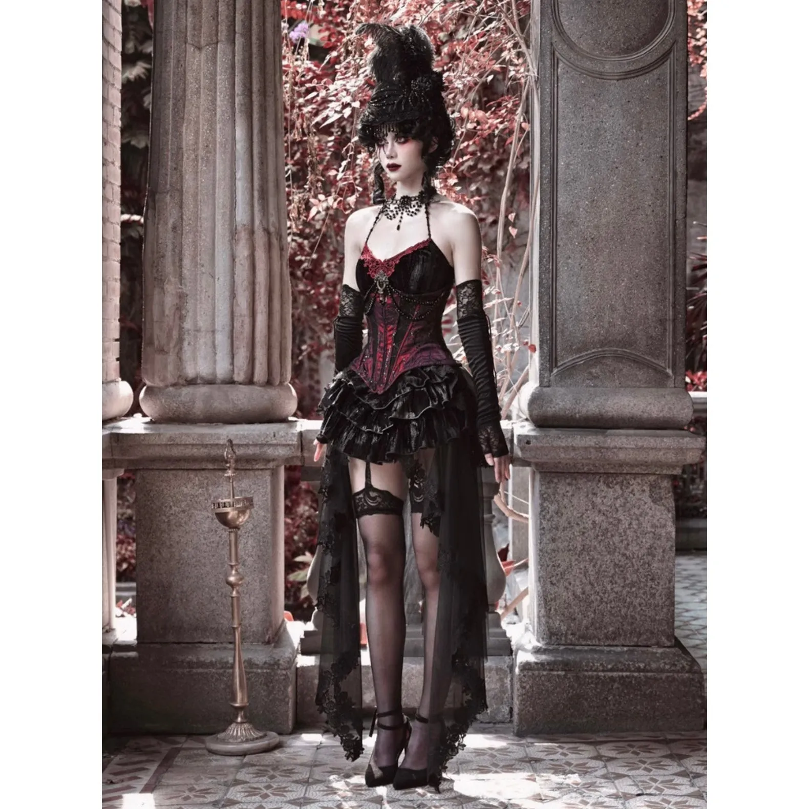 duchess tiered lace skirt