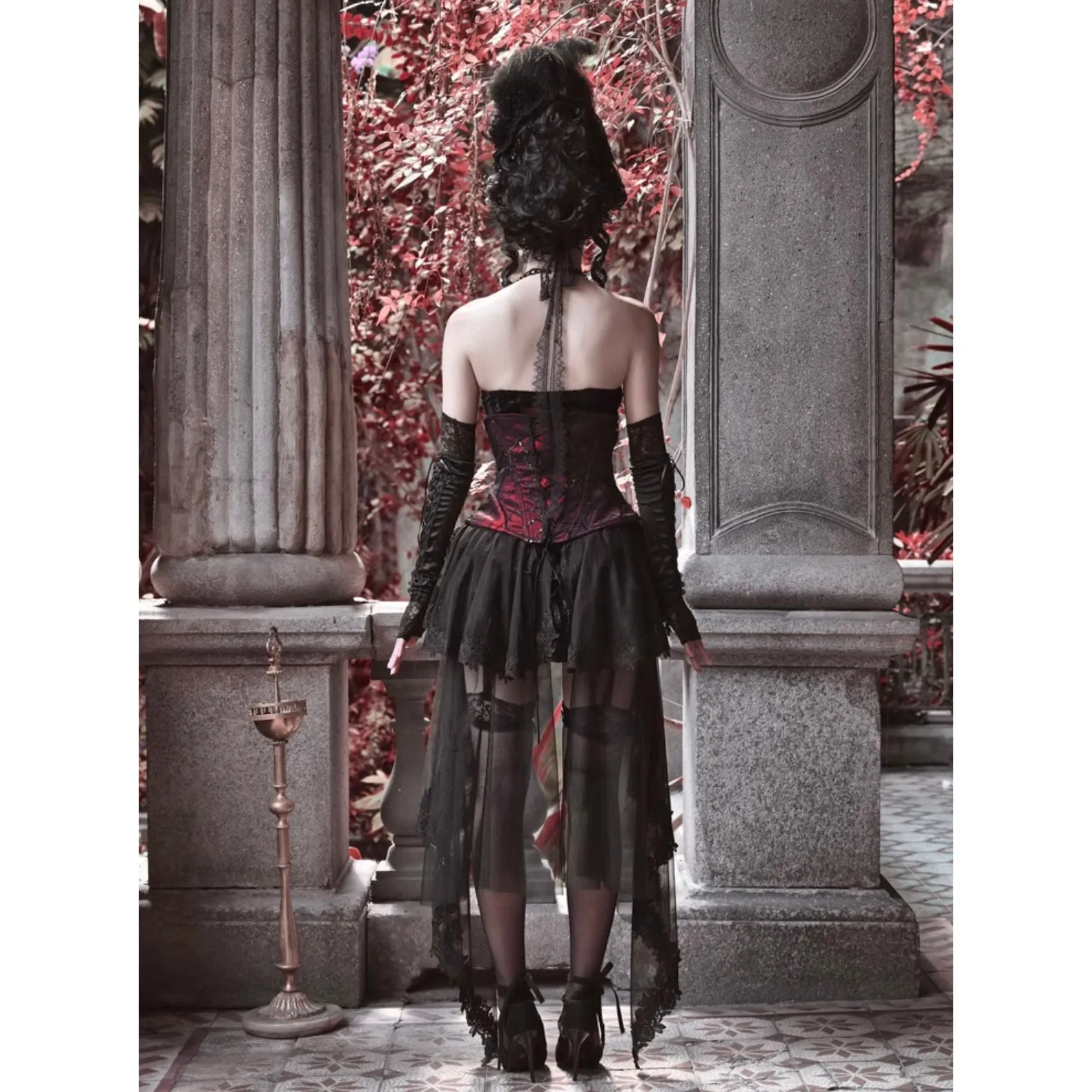 duchess tiered lace skirt
