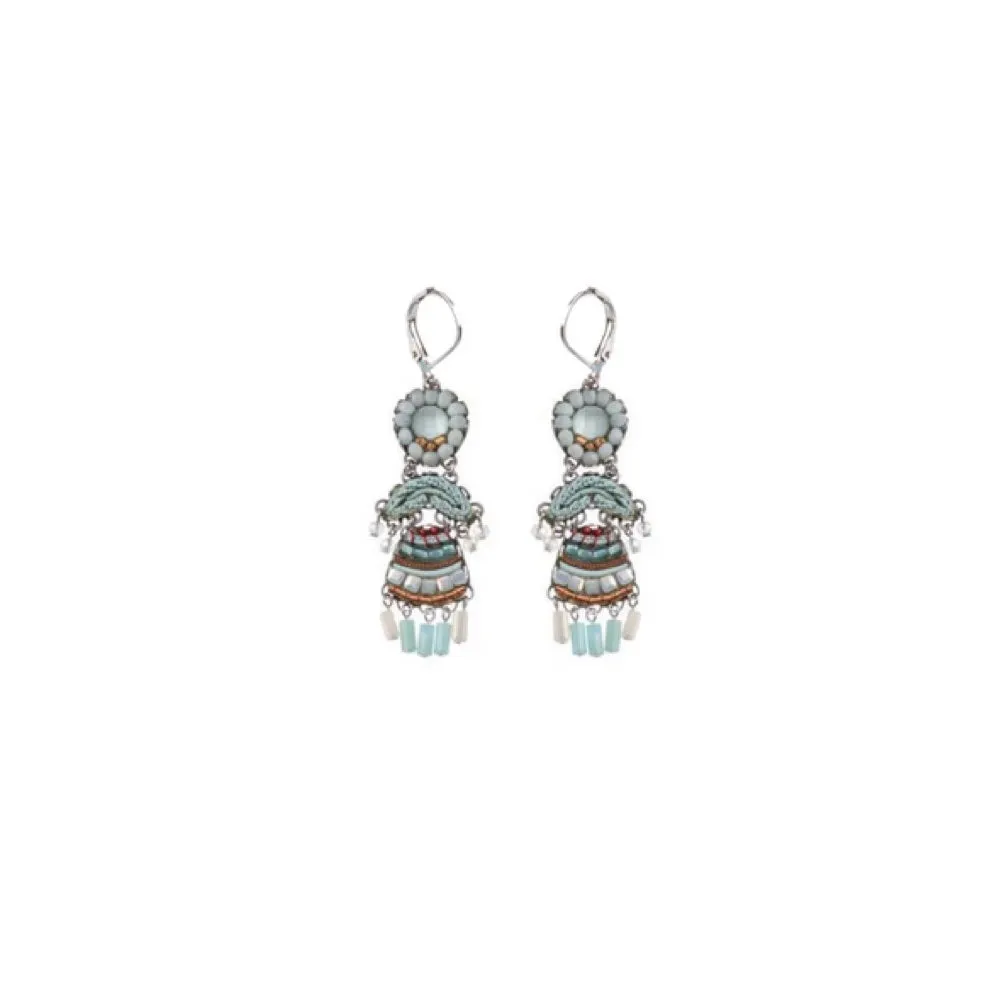 Earrings, Mint and Bronze Beading