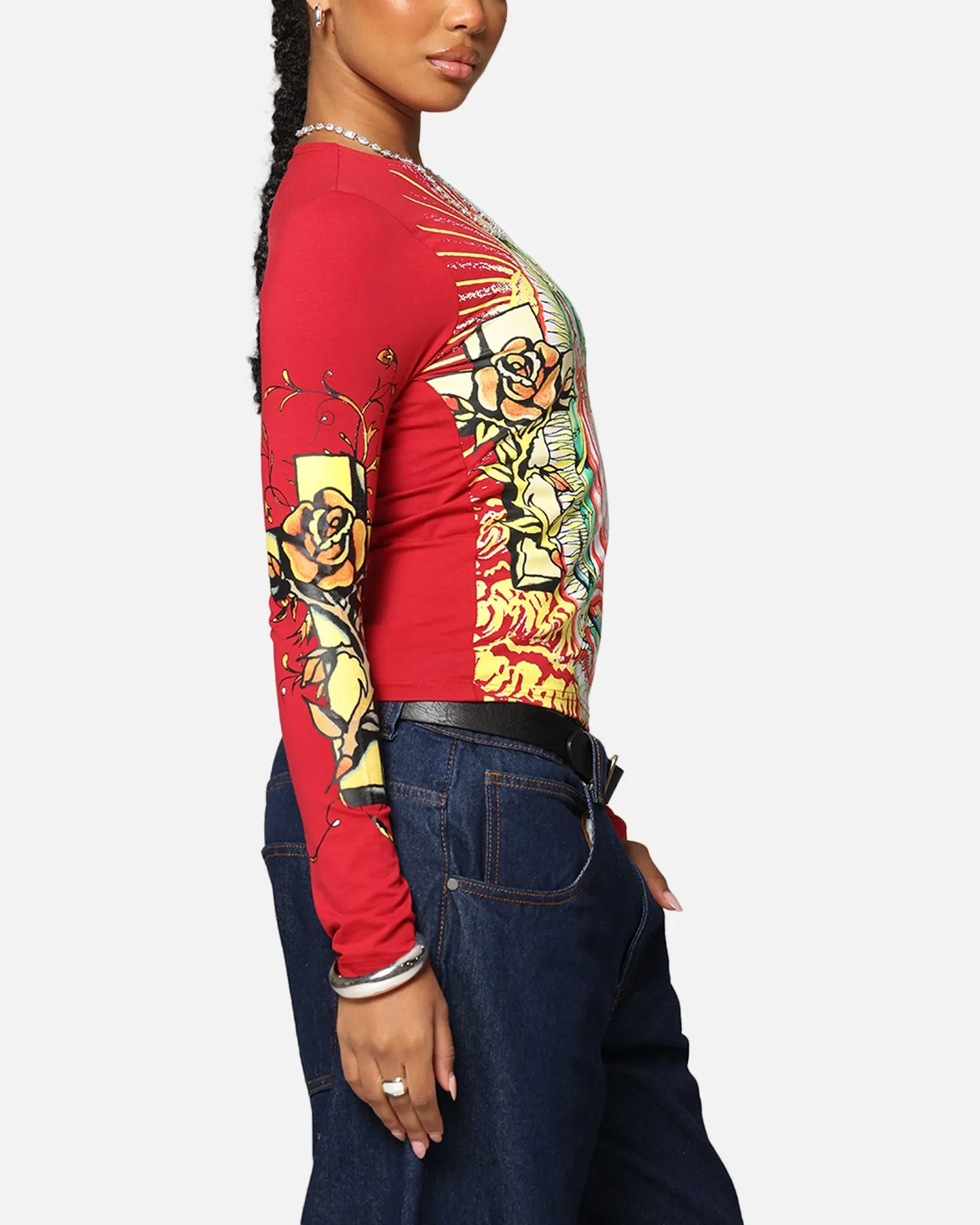 Ed Hardy Women's Divine Long Sleeve T-Shirt Red
