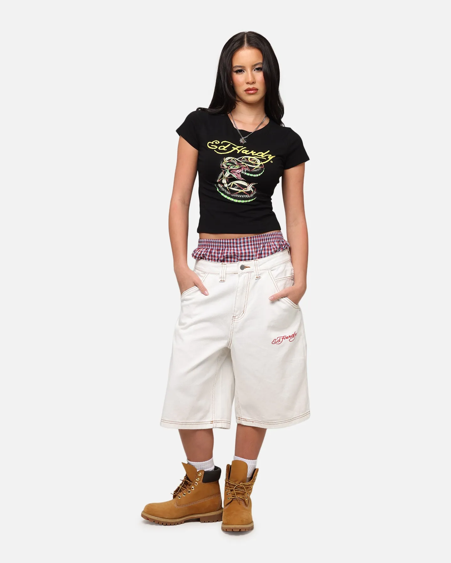 Ed Hardy Women's Snake Baby T-Shirt Black