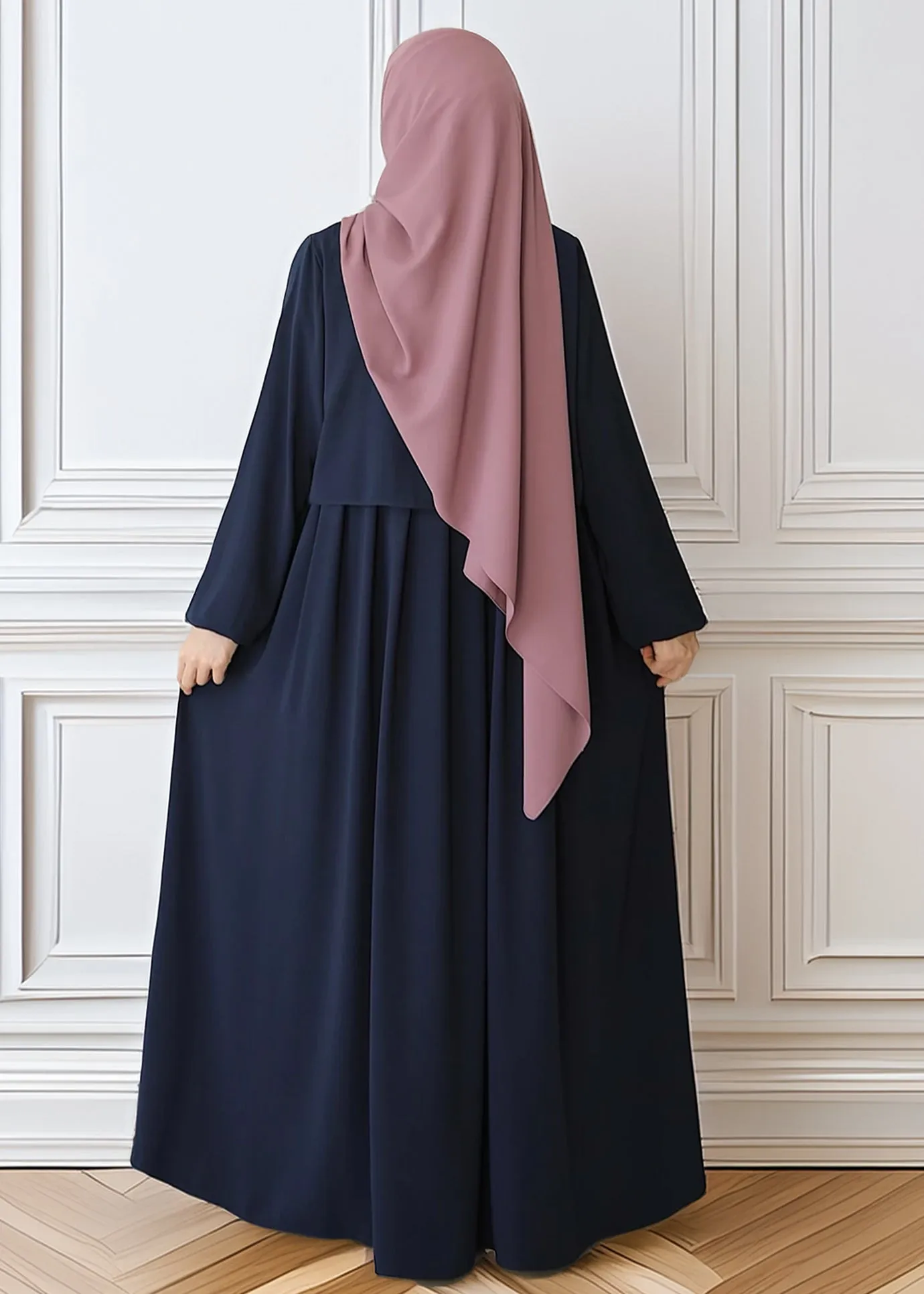Elegant Black Pleated Abaya with Skirted Look