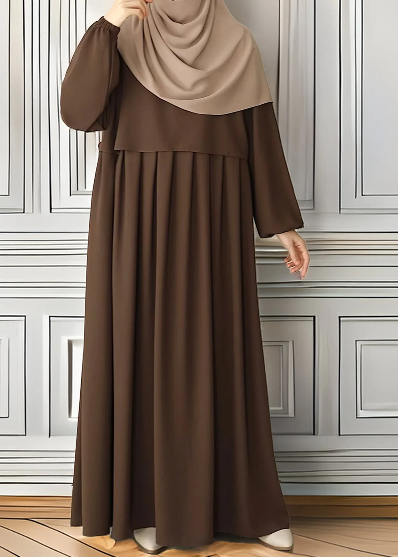 Elegant Black Pleated Abaya with Skirted Look