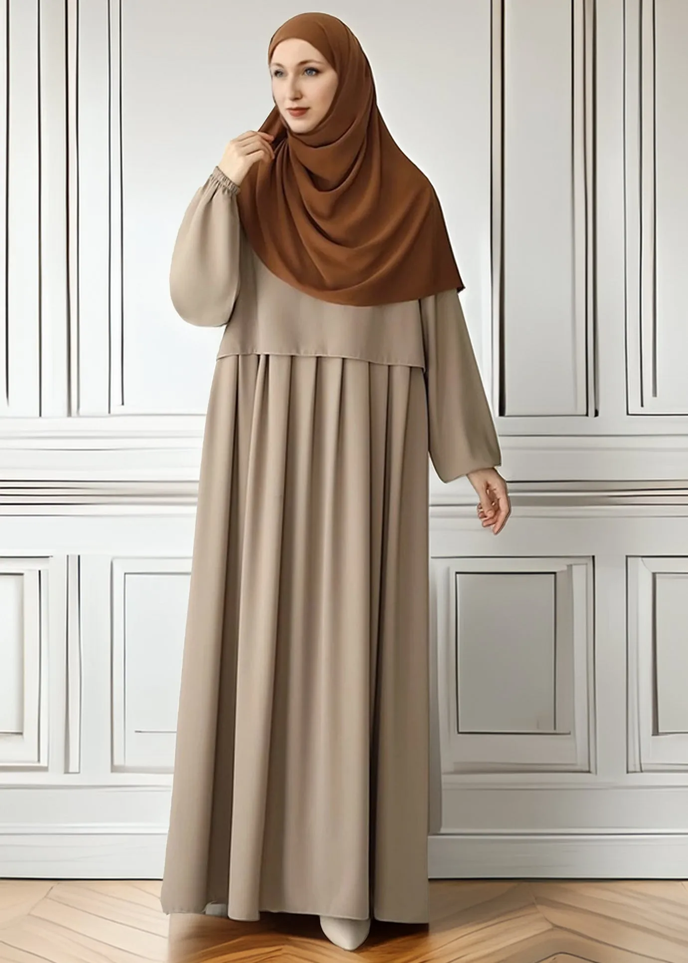 Elegant Black Pleated Abaya with Skirted Look