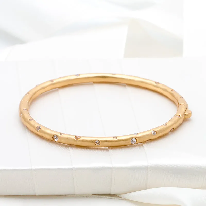 Elegant Edge Stone Bangle, Clear/Gold