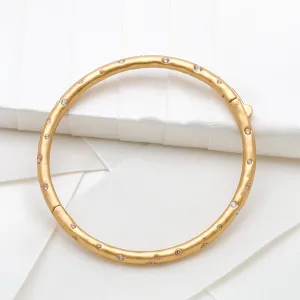 Elegant Edge Stone Bangle, Clear/Gold