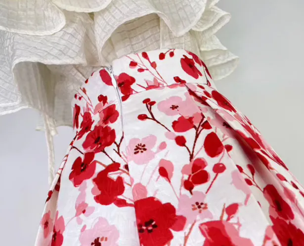 elegant Hepburn style floral tutu skirt