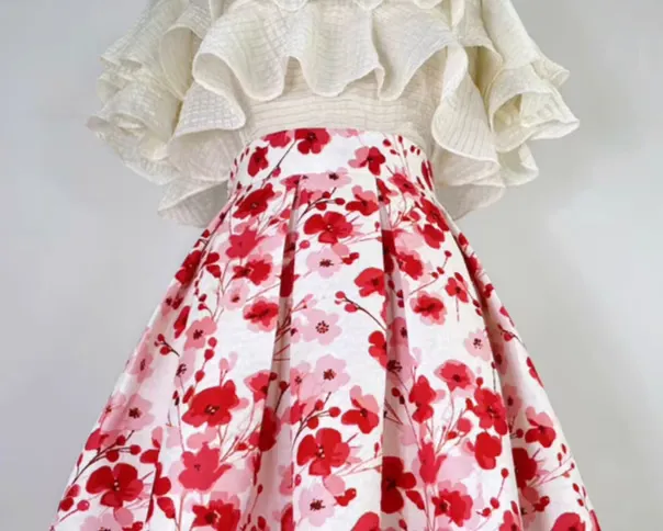 elegant Hepburn style floral tutu skirt