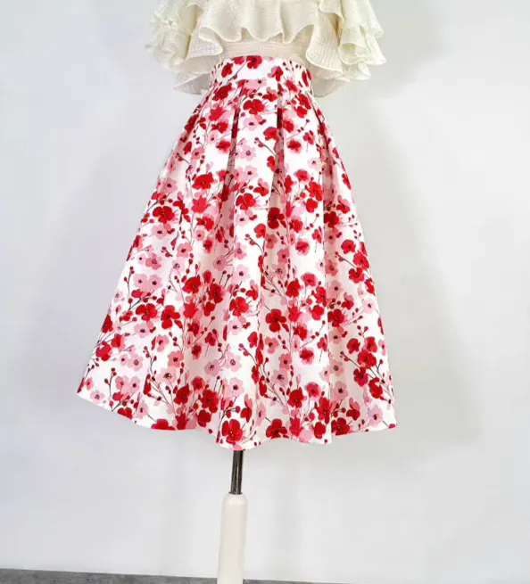 elegant Hepburn style floral tutu skirt