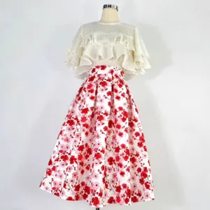 elegant Hepburn style floral tutu skirt