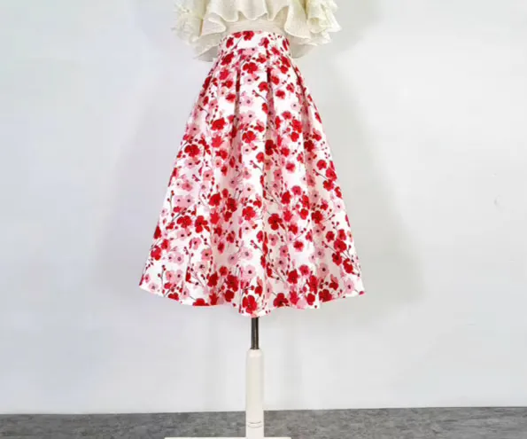 elegant Hepburn style floral tutu skirt