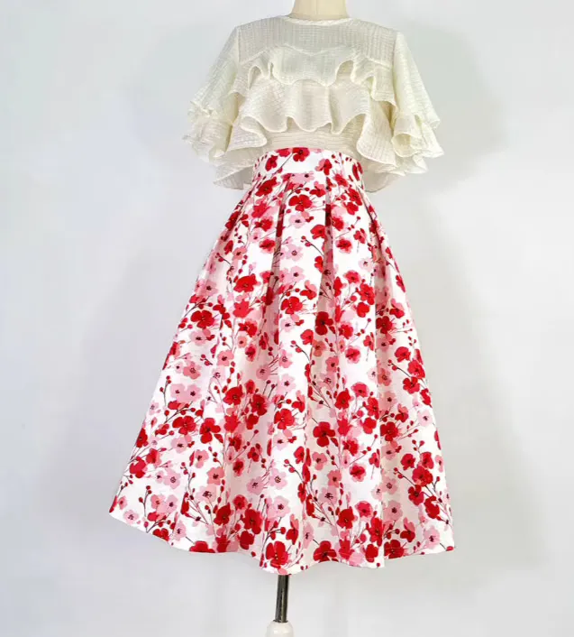 elegant Hepburn style floral tutu skirt