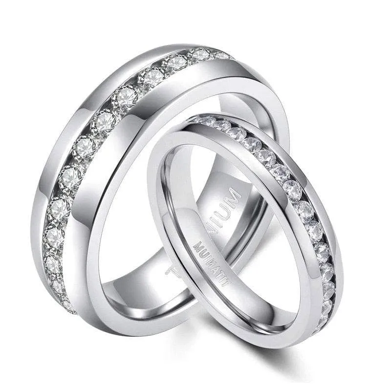 Elegant Infinity Diamond Titanium Wedding Band
