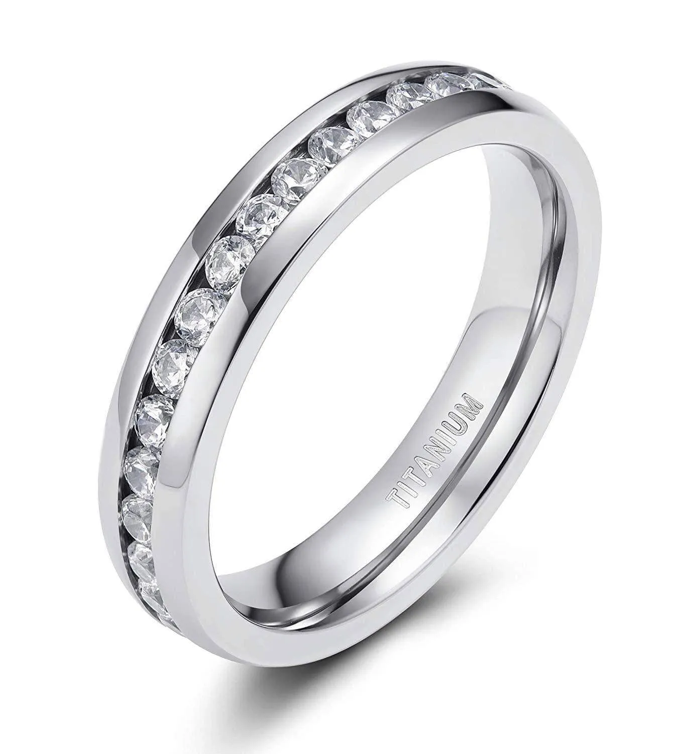Elegant Infinity Diamond Titanium Wedding Band