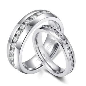 Elegant Infinity Diamond Titanium Wedding Band