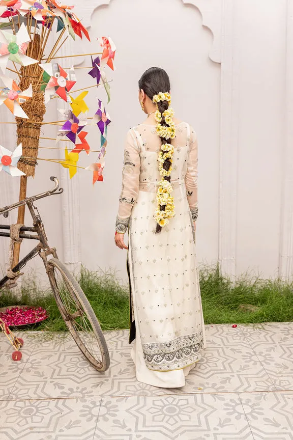 Elegant Pakistani White Dress in Sharara Kameez Style