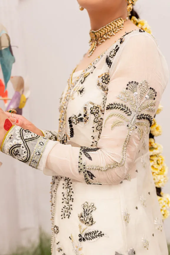 Elegant Pakistani White Dress in Sharara Kameez Style