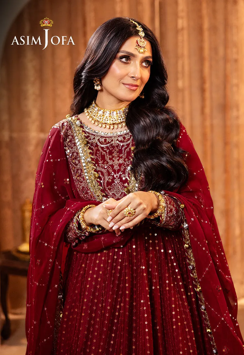Elegant Red Luxury Embroidered Pakistani Party Dress in Frock Style