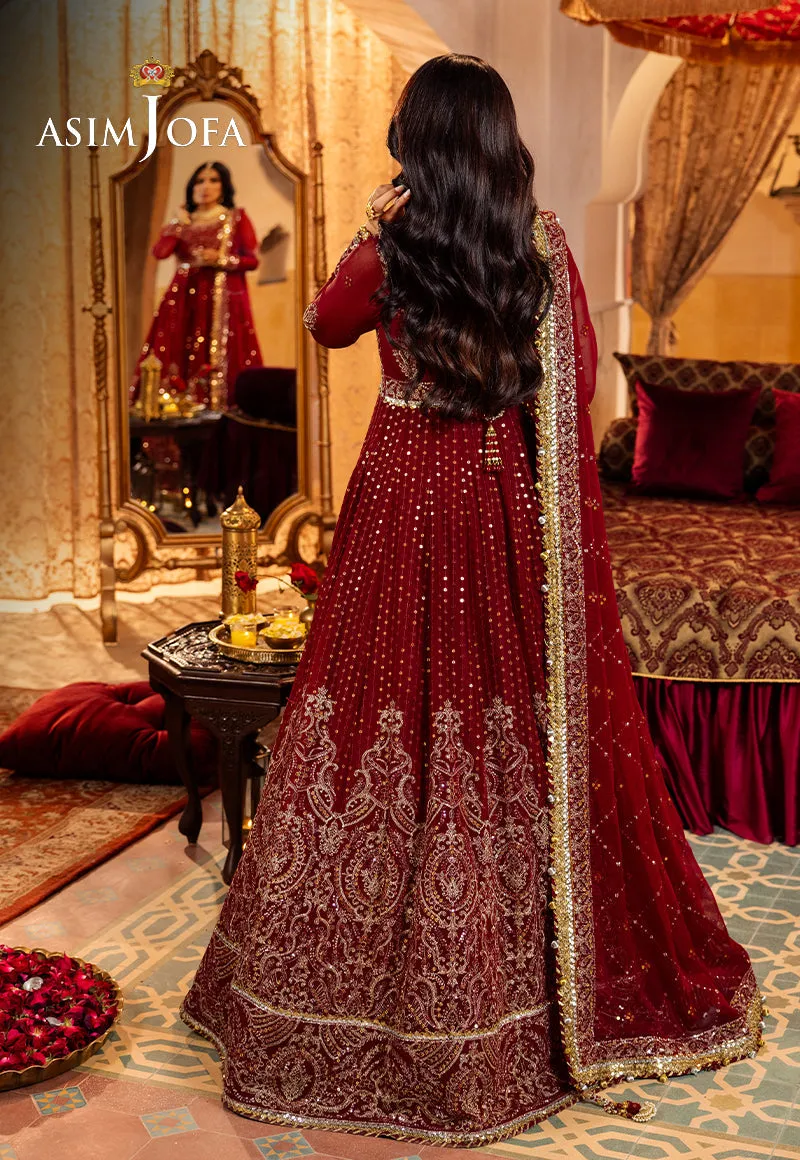 Elegant Red Luxury Embroidered Pakistani Party Dress in Frock Style