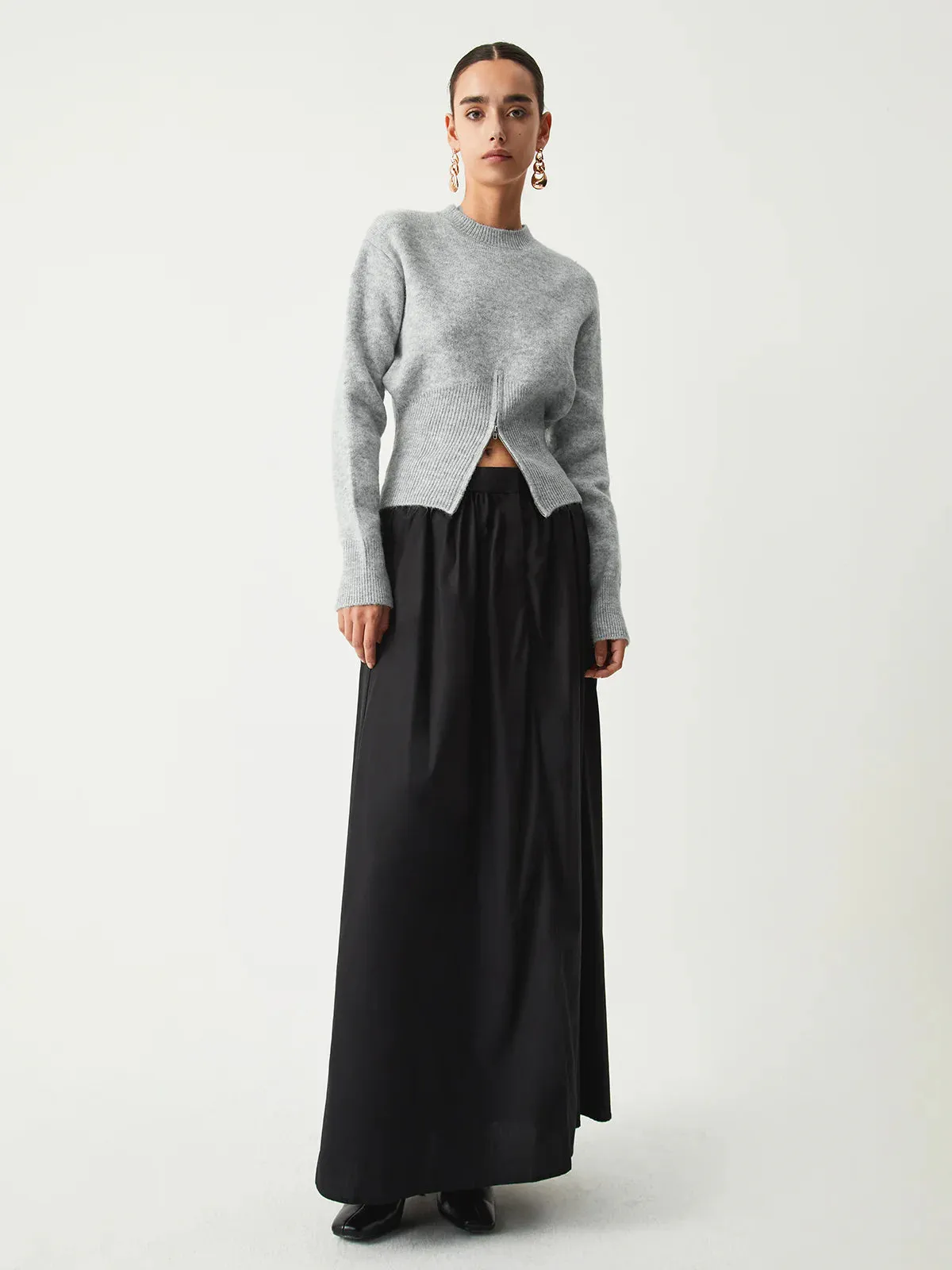 Elegant Style Half Zip Fuzzy Sweater