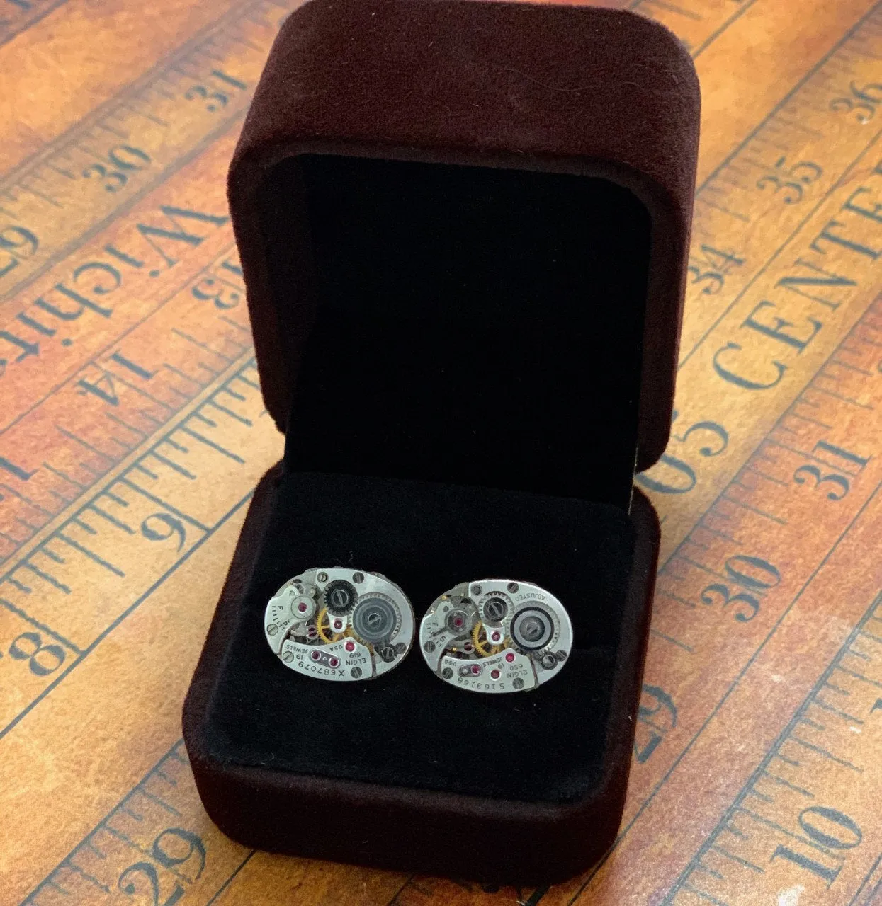 Elgin - Steampunk - Cufflinks - Cuff Links -Repurposed - Up cycled