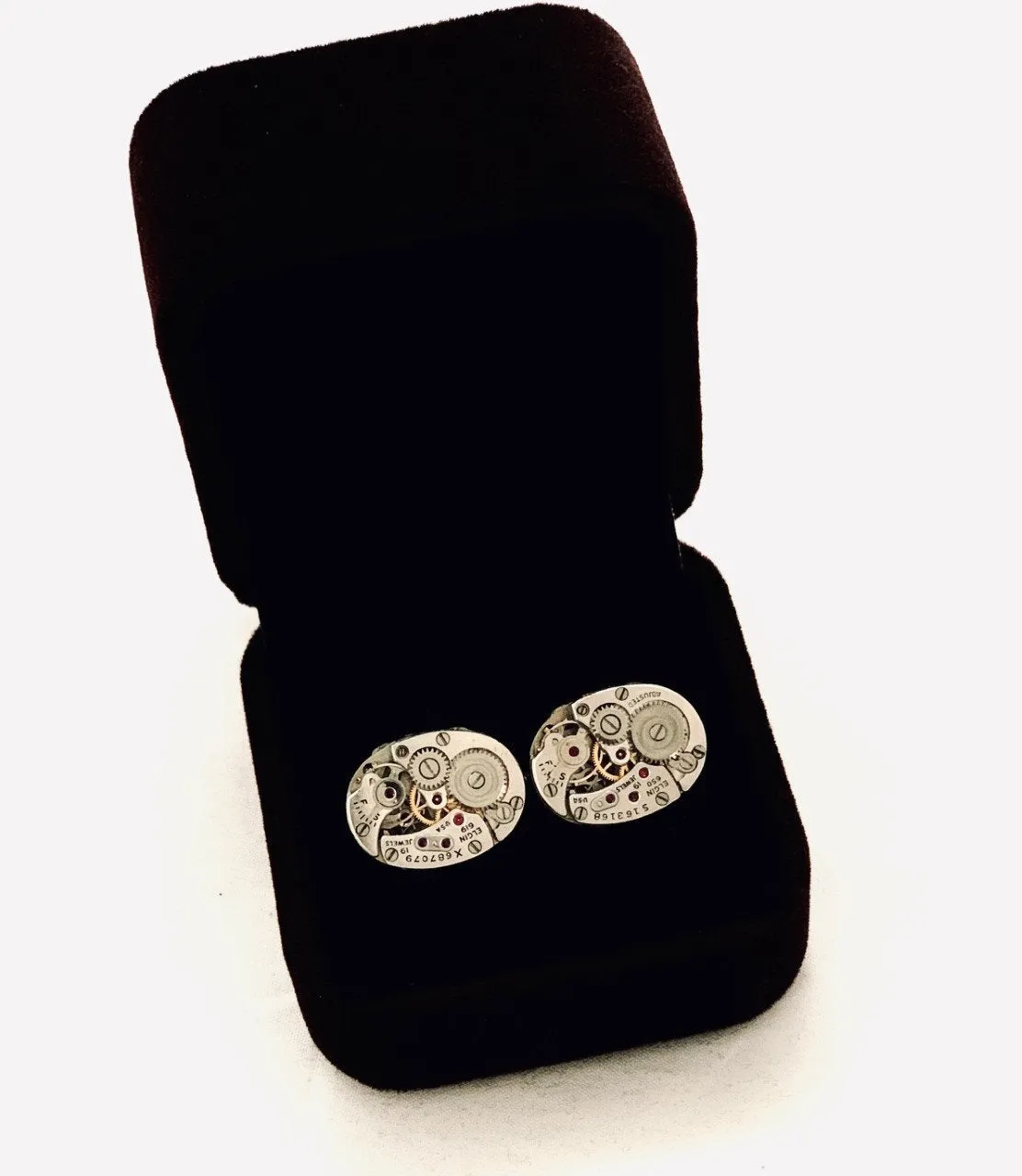 Elgin - Steampunk - Cufflinks - Cuff Links -Repurposed - Up cycled