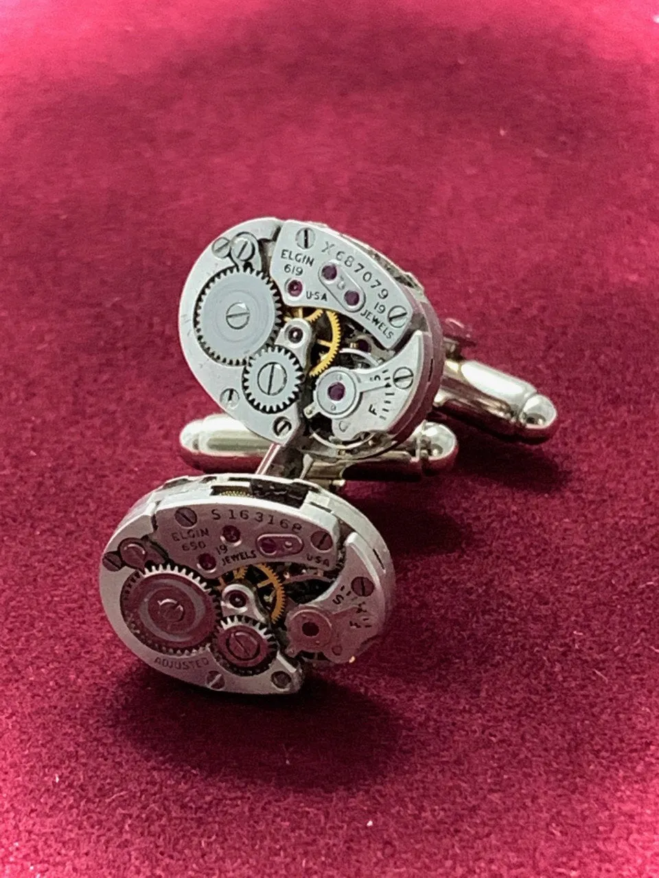 Elgin - Steampunk - Cufflinks - Cuff Links -Repurposed - Up cycled