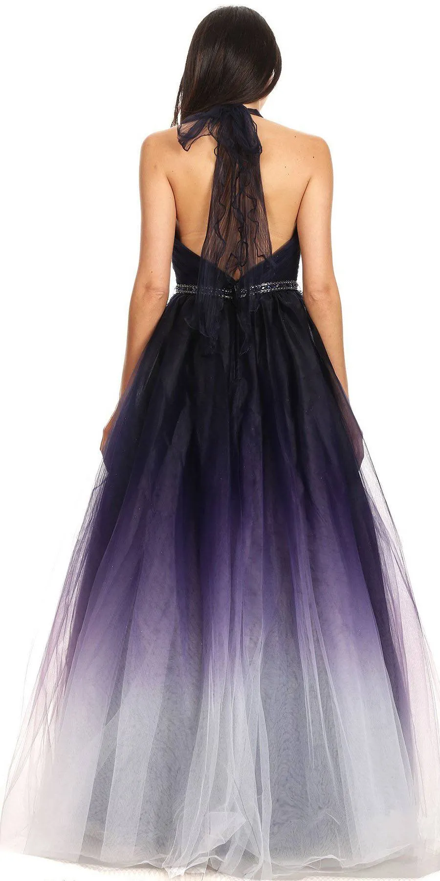 Eureka 8777 Floor Length Ball Gown Halter Ombre