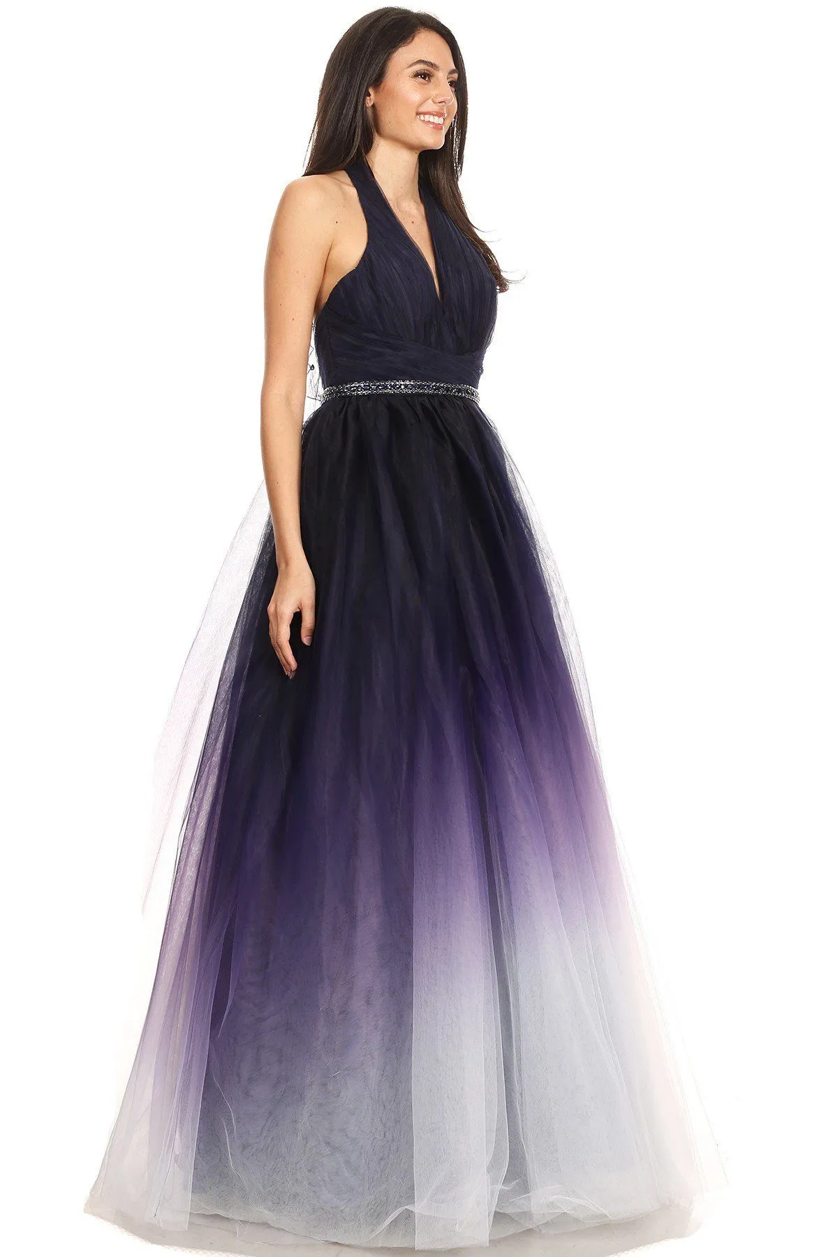 Eureka 8777 Floor Length Ball Gown Halter Ombre