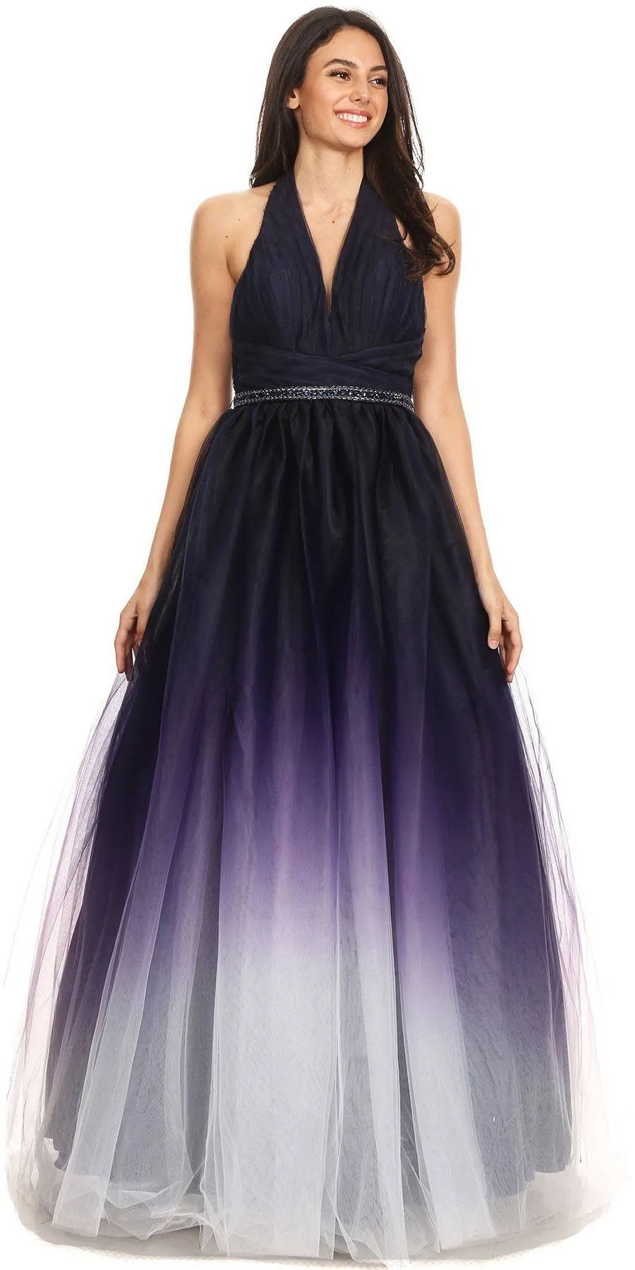 Eureka 8777 Floor Length Ball Gown Halter Ombre