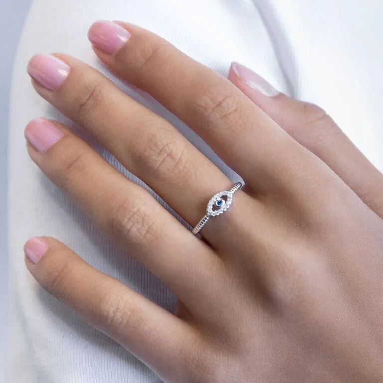 Evil Eye Ridged Ring