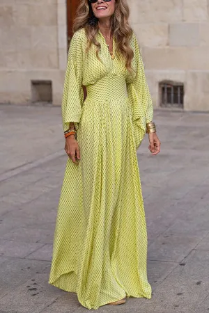 Fashion dolman sleeve v-neck elegant dress